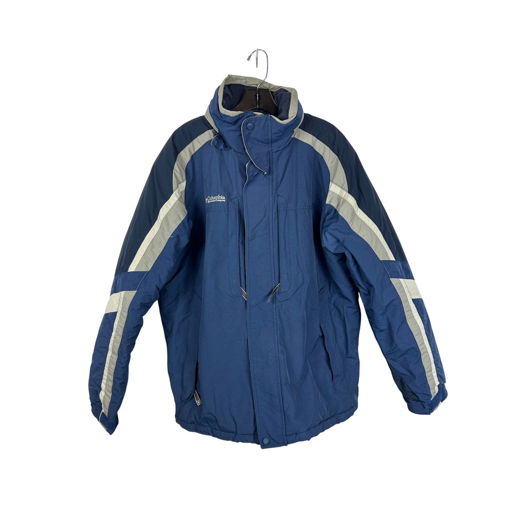 Columbia Vintage Blue Grey Ski Jacket Gorpcore Lined Windbreaker Mens Tall Large